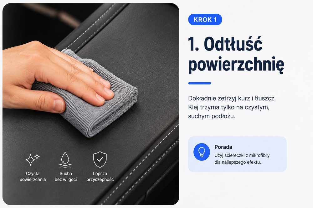 Krok 1 — odtłuść powierzchnię